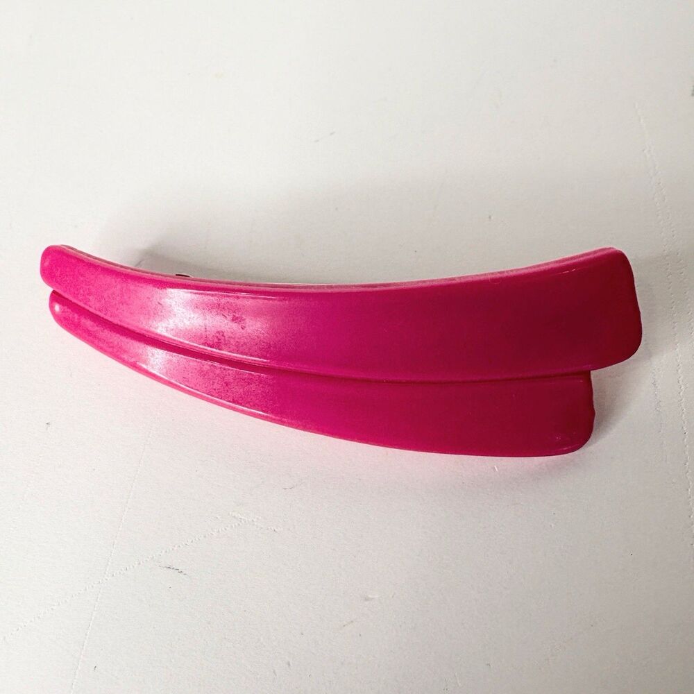 Vintage Hair Barrette Clip 80's 90's style Large 4" Bright Pink Made In France